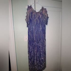 Vintage Judith Ann Creations Royal Blue with silver beads .